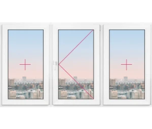 Трехстворчатое окно Rehau Delight Decor 1750x1750 - фото - 1